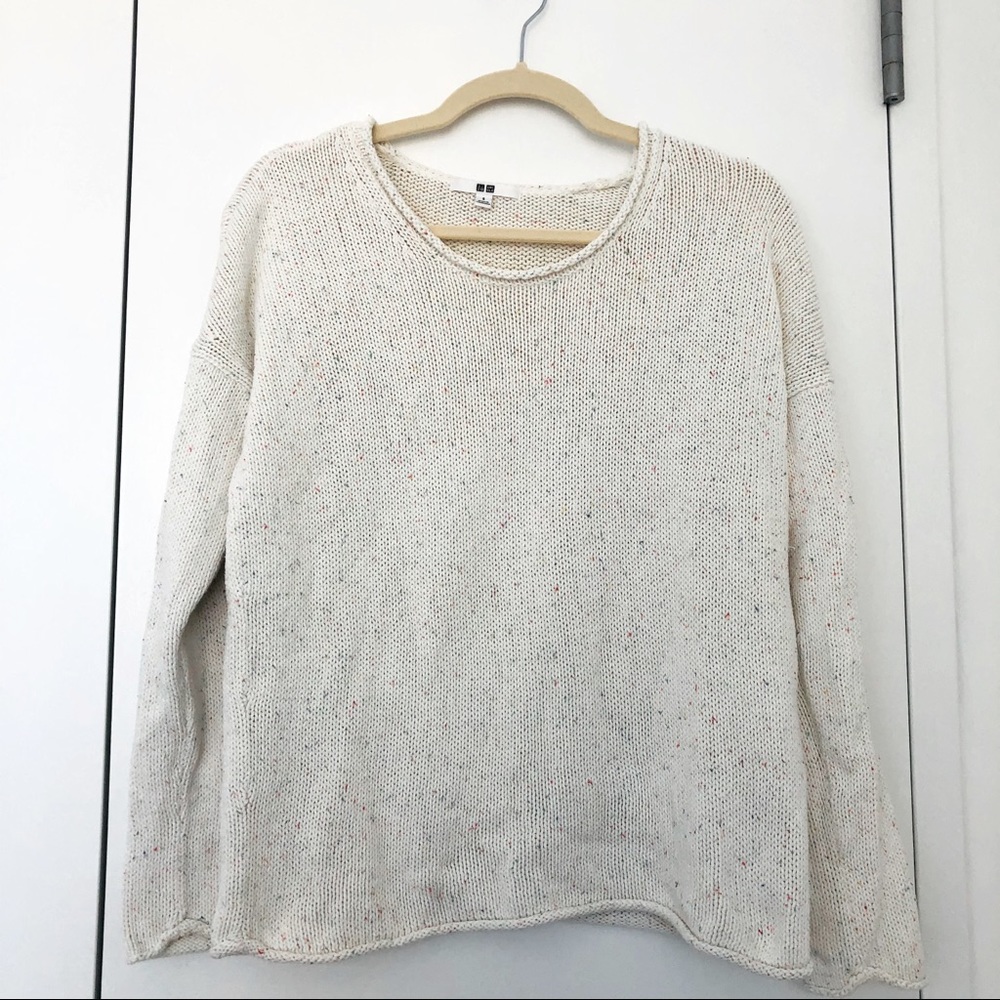Uniqlo cream confetti speckled sweater | S